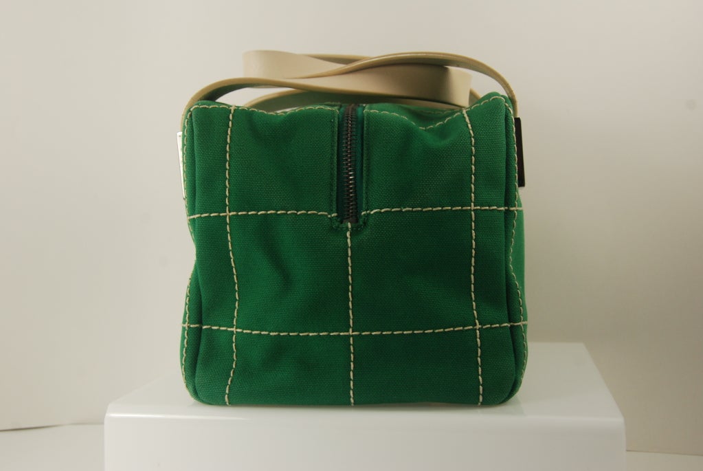 Chanel Green Canvas Handbag 1