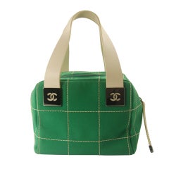 Chanel Green Canvas Handbag