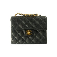 Chanel Navy Blue Quilted Mini Flap Bag