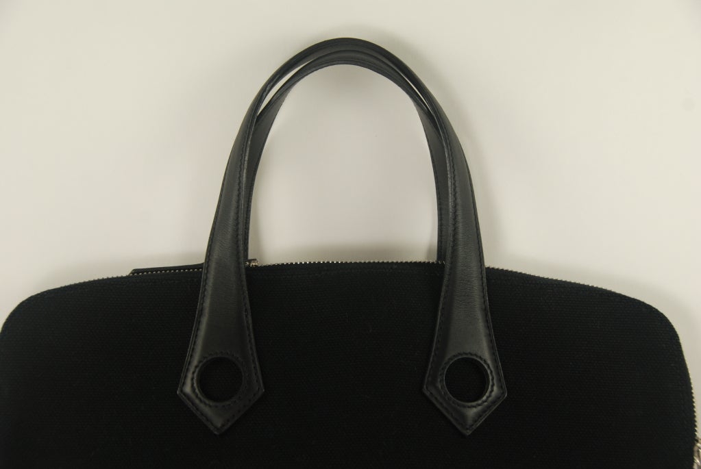 Hermes Toile and Leather Black Briefcase 1