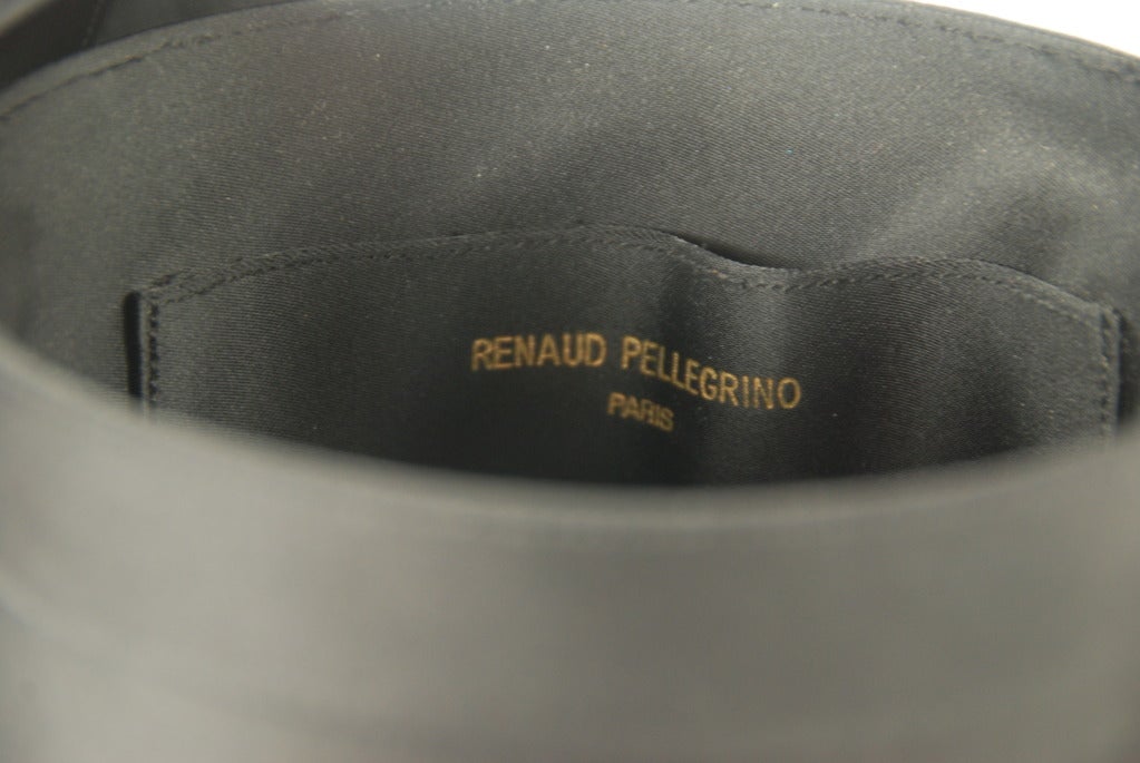 Renaud Pellegrino Black Moire & Satin Bucket Evening Bag In Excellent Condition For Sale In New York, NY