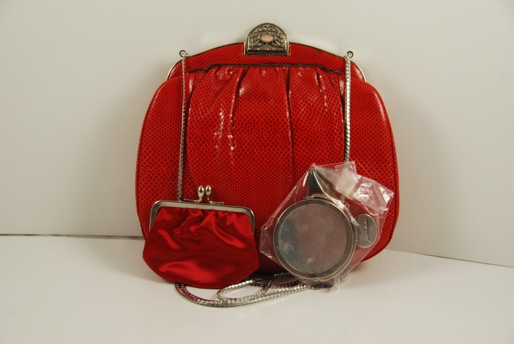 1980's Red Lizard Judith Leiber Handbag 1