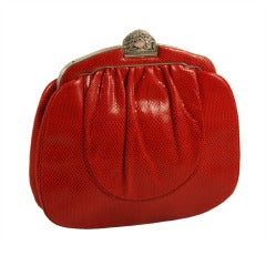 Vintage 1980's Red Lizard Judith Leiber Handbag