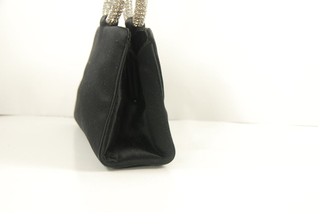 Women's Black satin Leiber Rhinestone Bracelet Bag
