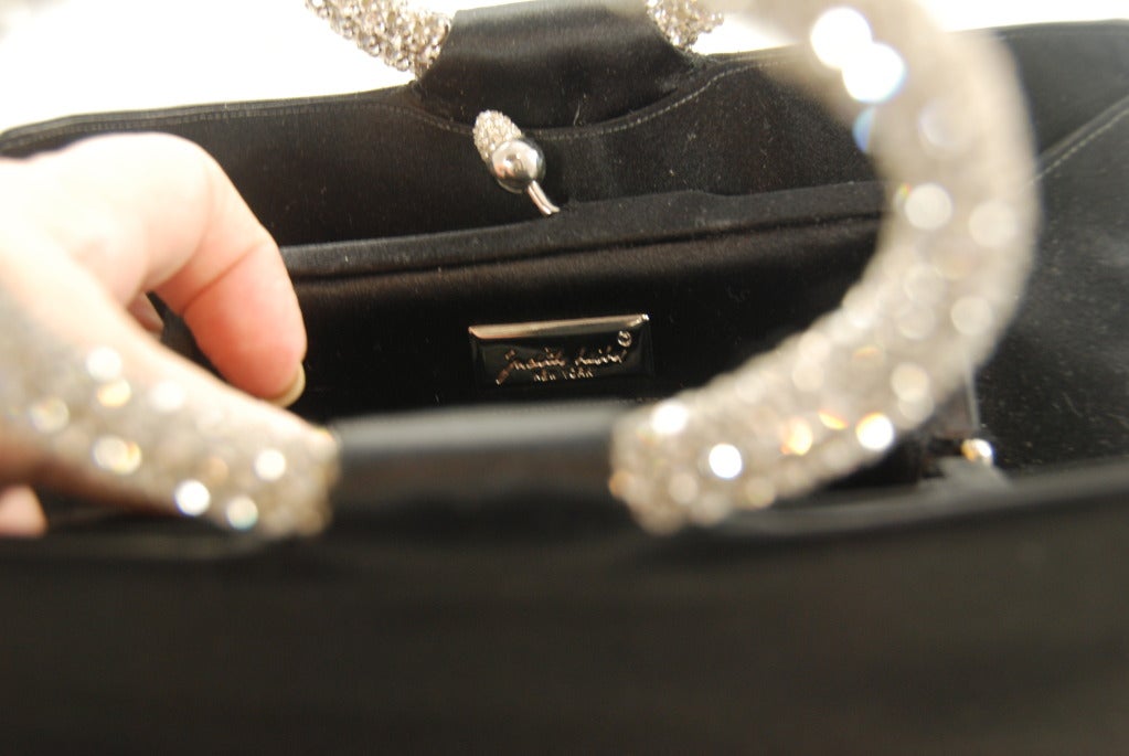 Black satin Leiber Rhinestone Bracelet Bag 1