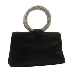 Black satin Leiber Rhinestone Bracelet Bag