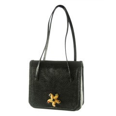 1980s Judith Leiber Black Karung Handbag with Starfish