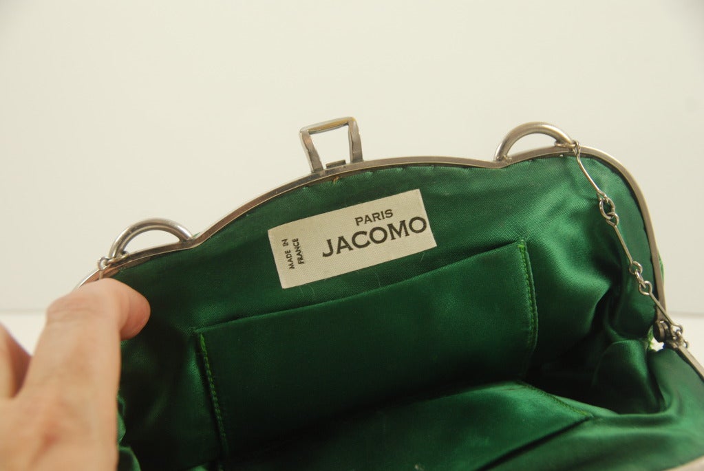 Jacomo Green Alligator Handbag with Marcasite Frame 2