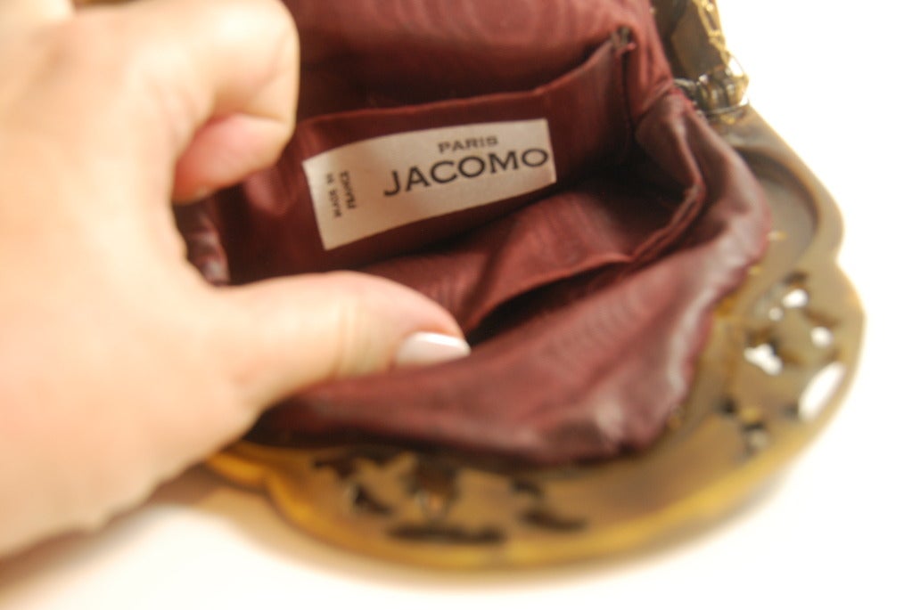 Women's Jacomo Burgundy Alligator Handbag with Celluloid Frame