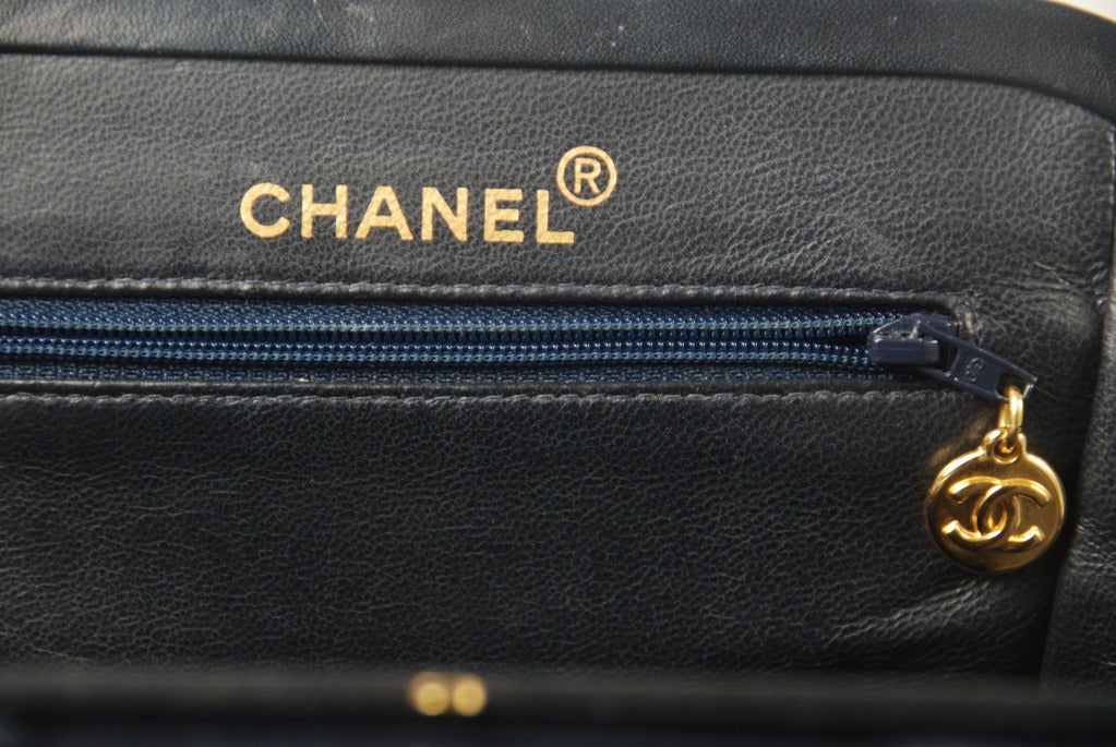 Purple Quilted Navy Blue Chanel Handbag