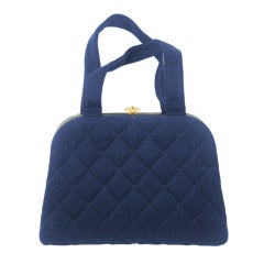 Quilted Navy Blue Chanel Handbag