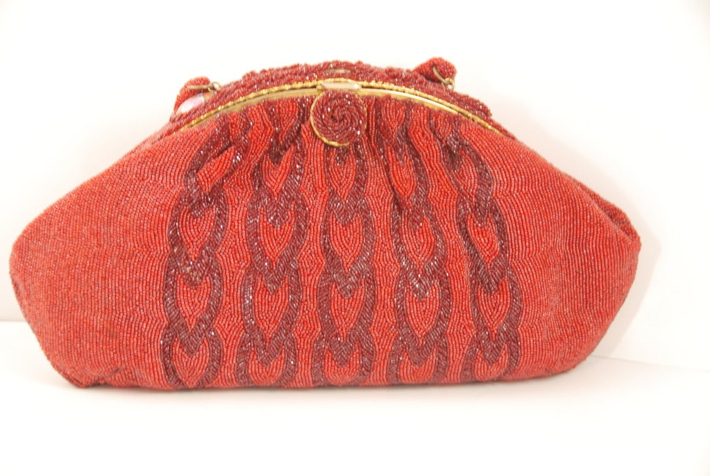 Vintage Red Beaded Evening Bag