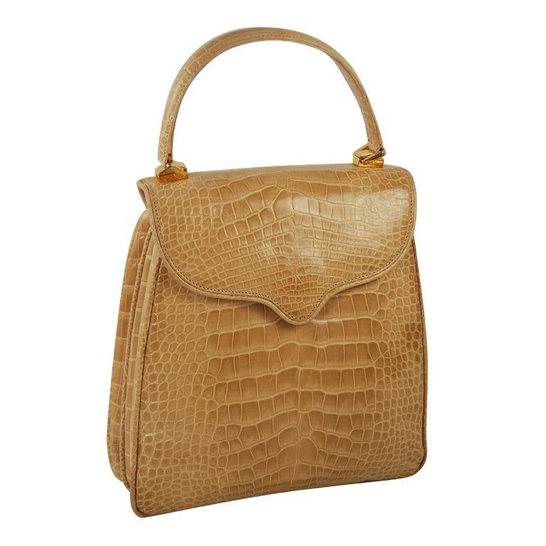 Lana Marks Tan Alligator Princess Diana Handbag