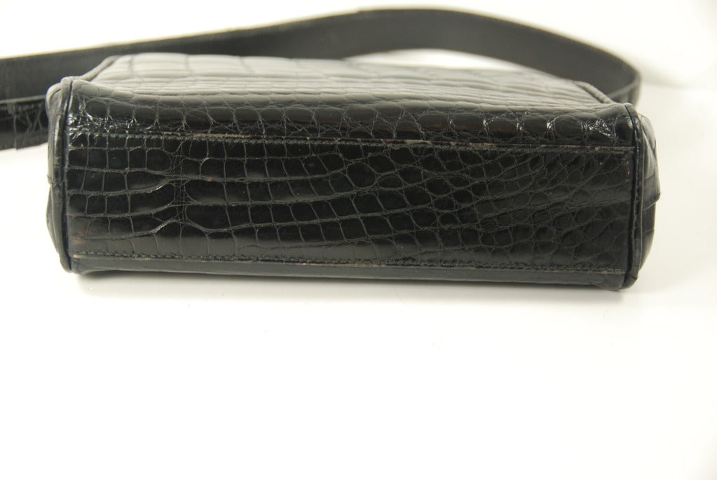 Women's 1990s Prada Black Alligator Shoulder Bag For Sale