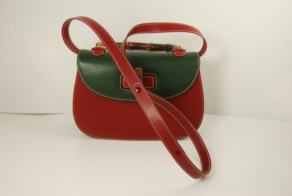 1990s Serapian Multi Colored Bamboo Handle Handbag 1