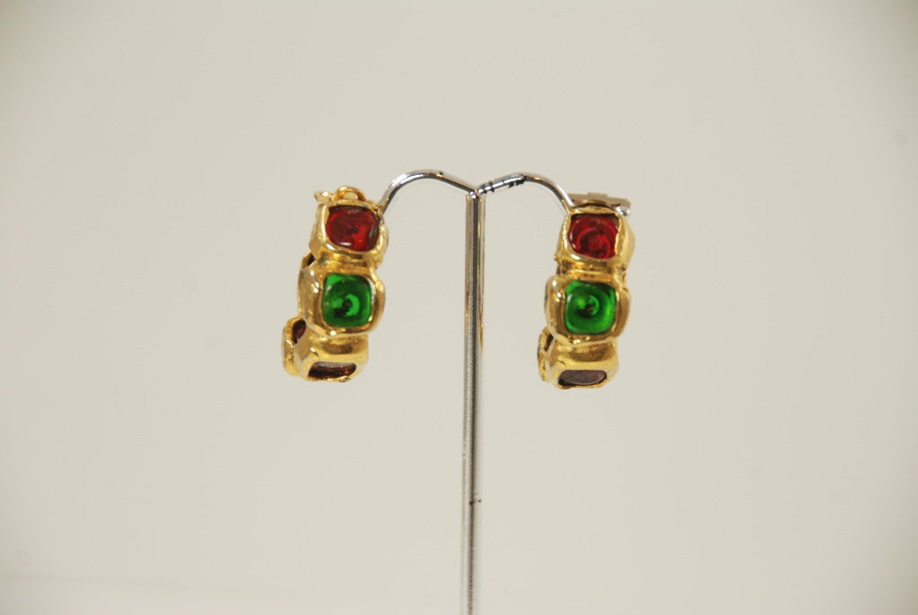 1970s-80s Chanel Hoop Gripoix Earrings 1