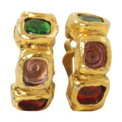 1970s-80s Chanel Hoop Gripoix Earrings