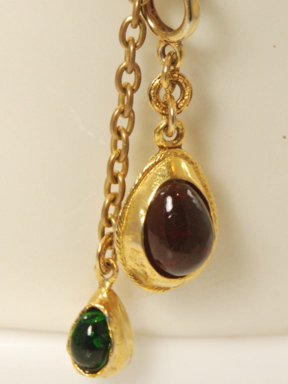 1970s-80s Chanel Necklace with Gripoix Drops In Excellent Condition In New York, NY