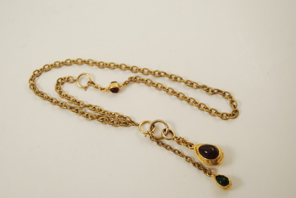 1970s-80s Chanel Necklace with Gripoix Drops 2