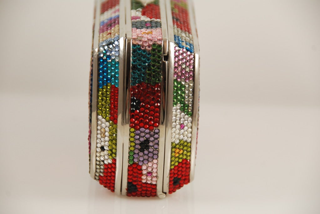 1990s Judith Leiber Multi Color Floral Minaudiere In Excellent Condition In New York, NY
