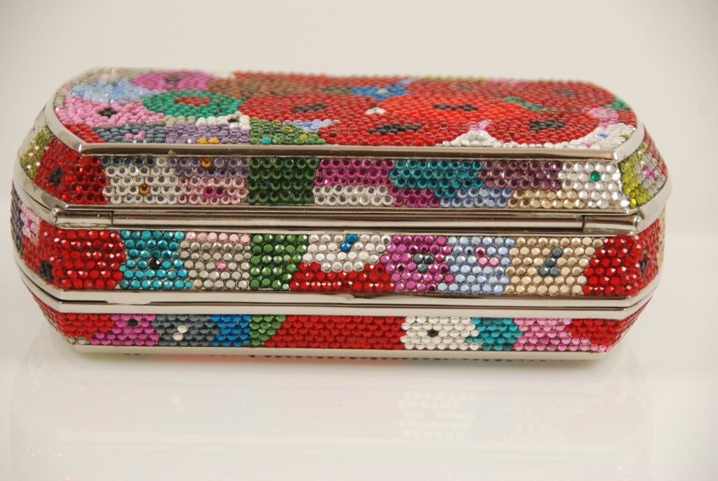 Women's 1990s Judith Leiber Multi Color Floral Minaudiere