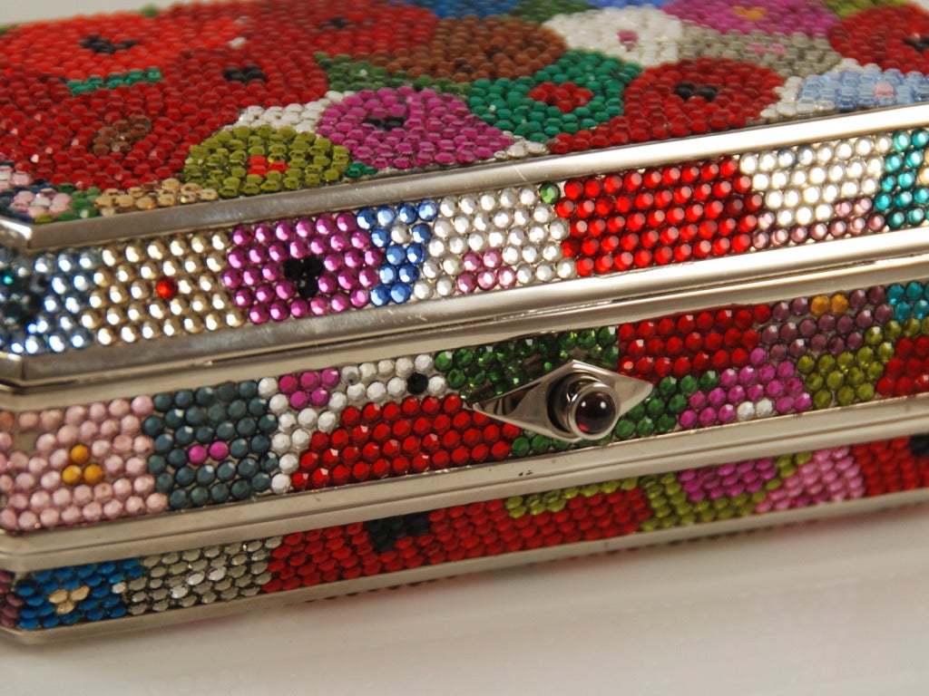 1990s Judith Leiber Multi Color Floral Minaudiere 2