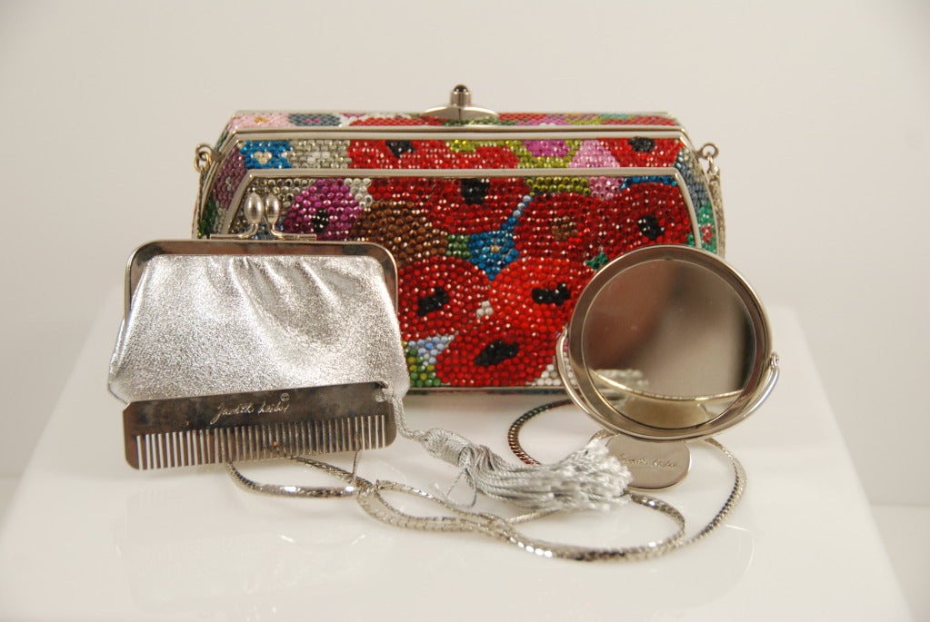1990s Judith Leiber Multi Color Floral Minaudiere 3