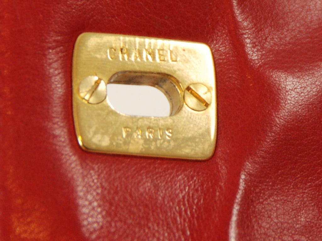 Women's 1980s Red Leather Chanel Quilted Flap Shoulder Bag