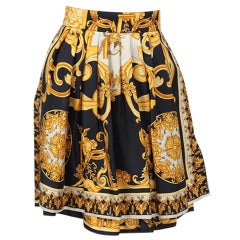 Retro Versace Couture Silk Baroque Scarf Print Skirt