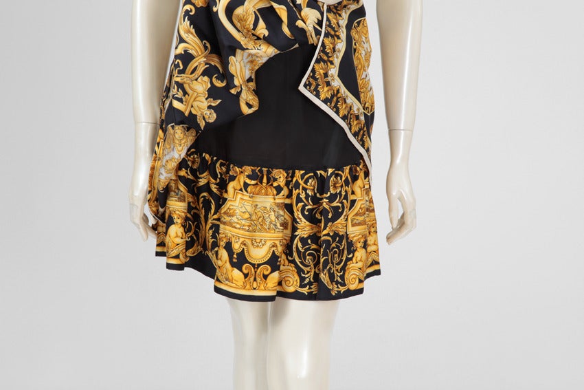 Versace Couture Silk Baroque Scarf Print Skirt In Excellent Condition In Geneva, CH