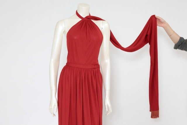 Yves Saint Laurent Jersey Halter Gown In Excellent Condition In Geneva, CH