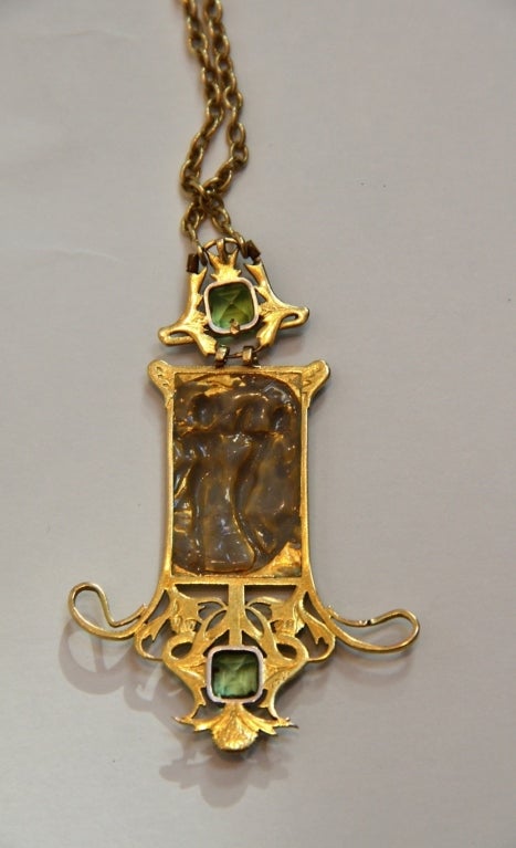 Very Rare Rene Lalique Art Nouveau  Les Danseuses Necklace For Sale 1