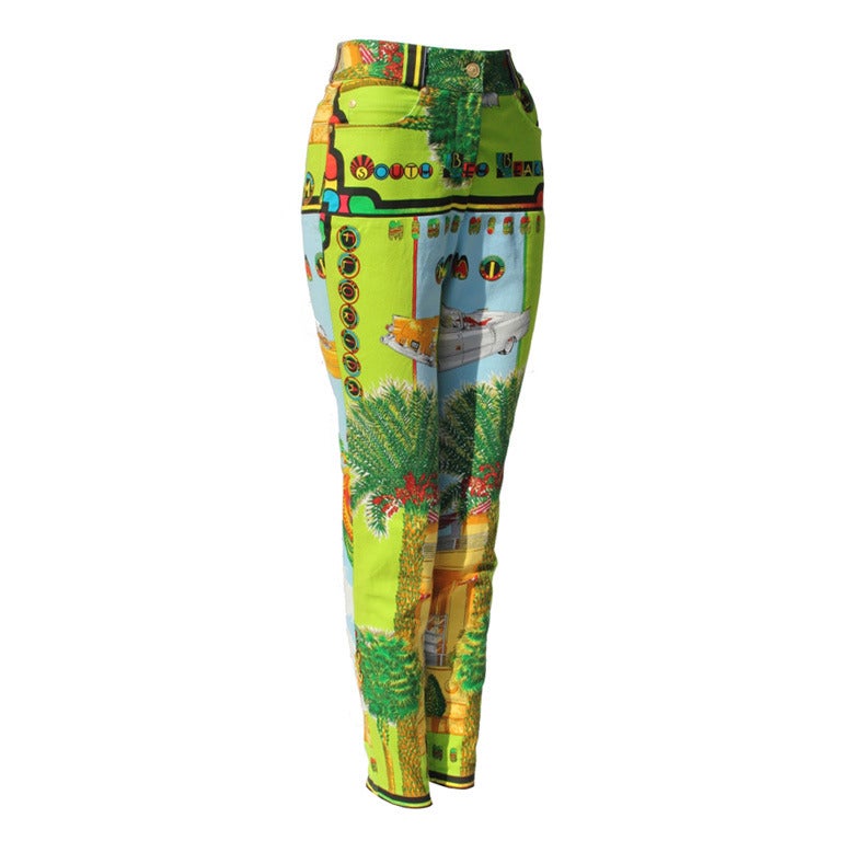 Gianni Versace Miami Print Jeans Spring/Summer 1993 For Sale