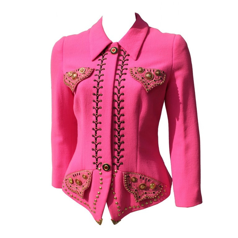 Gianni Versace Atelier Versace Bubblegum Pink Cowboy Jacket 1992 For Sale