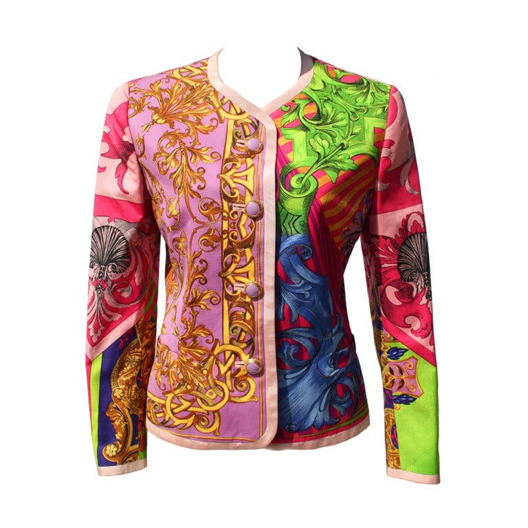 Gianni Versace Couture Baroque/Seashell Print Jacket Spring/Summer 1992 For Sale
