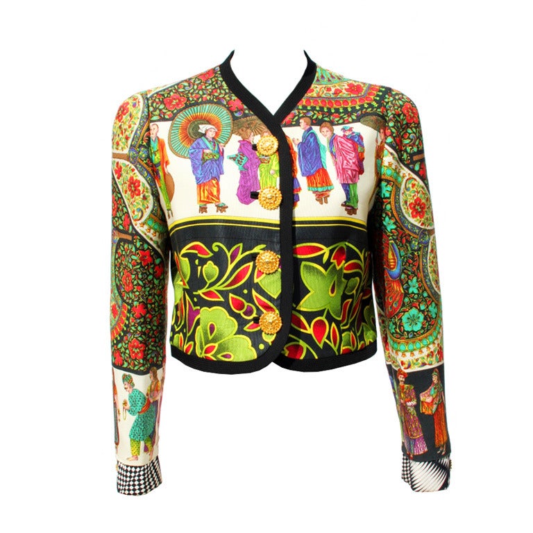 Gianni Versace Couture Oriental Print Jacket Spring/Summer 1992 For Sale