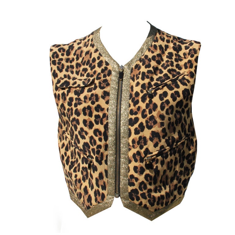 Gianni Versace Couture Silk Leopard Print Waistcoat Spring/Summer 1992 For Sale