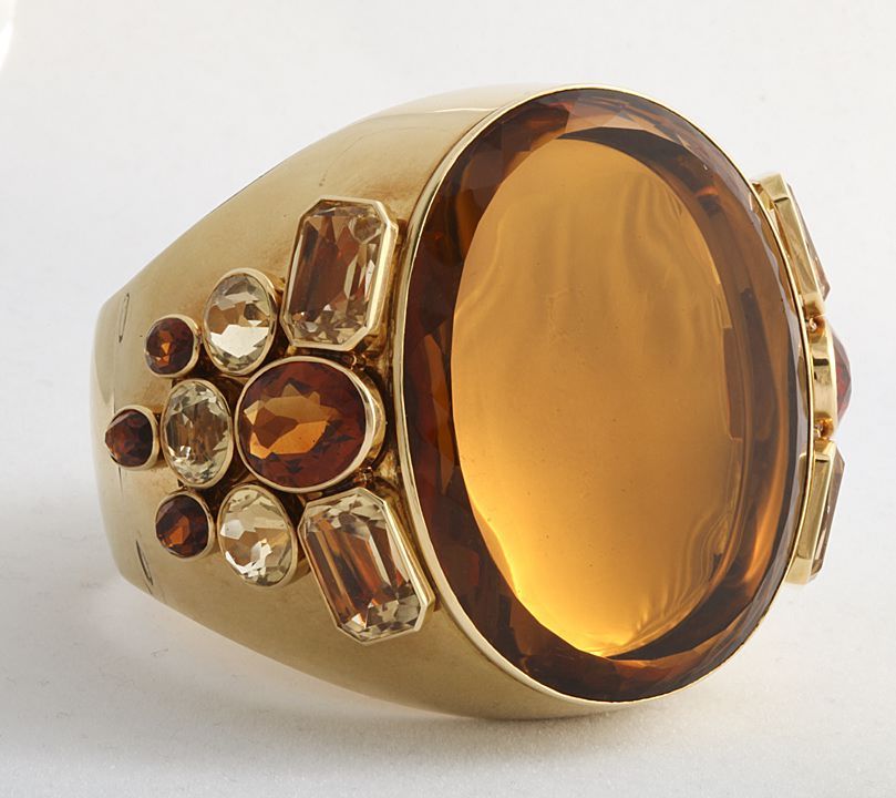 Amazing Retro Large Citrine Detachable Clips Cuff