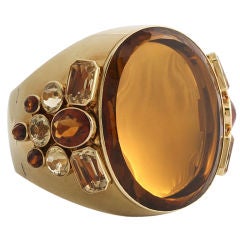 Amazing Retro Large Citrine Detachable Clips Cuff