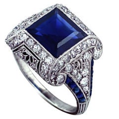 Magnificent Edwardian Burma Sapphire Diamond Ring