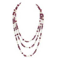 Ruby, Diamond and Pearl Necklace