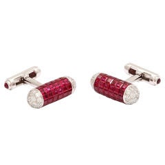 Invisibly Set Ruby Diamond Cufflinks