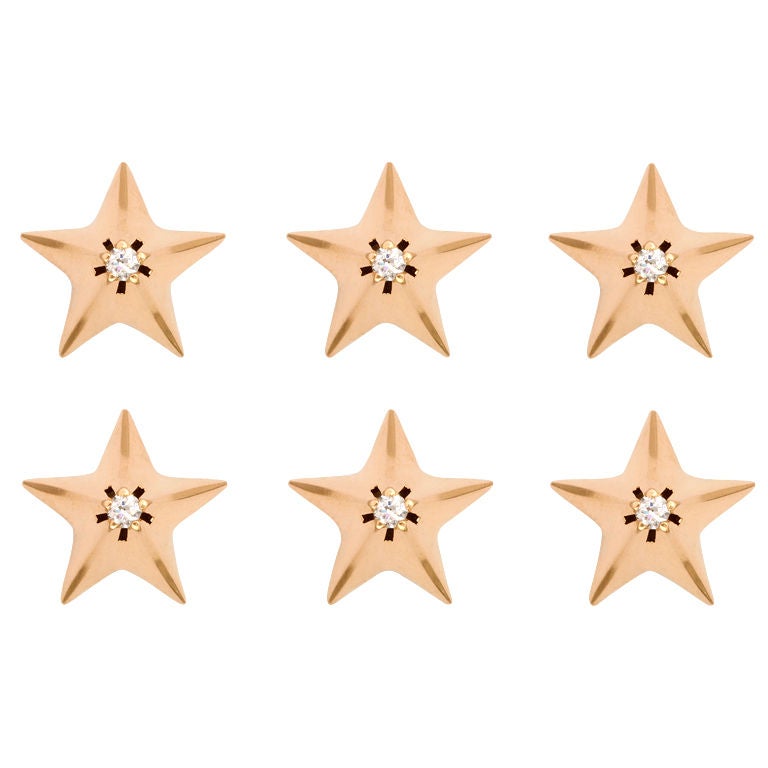 Gold and Diamond Star Scatter Pins For Sale