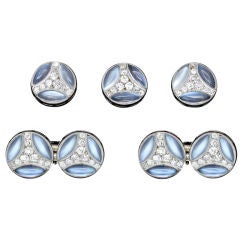 CHAUMET Art Deco Moonstone and Diamond Man
s Dress Set