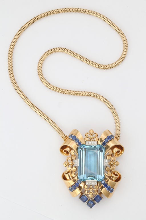 TIFFANY Magnificent Retro Santa Maria Aquamarine Parure