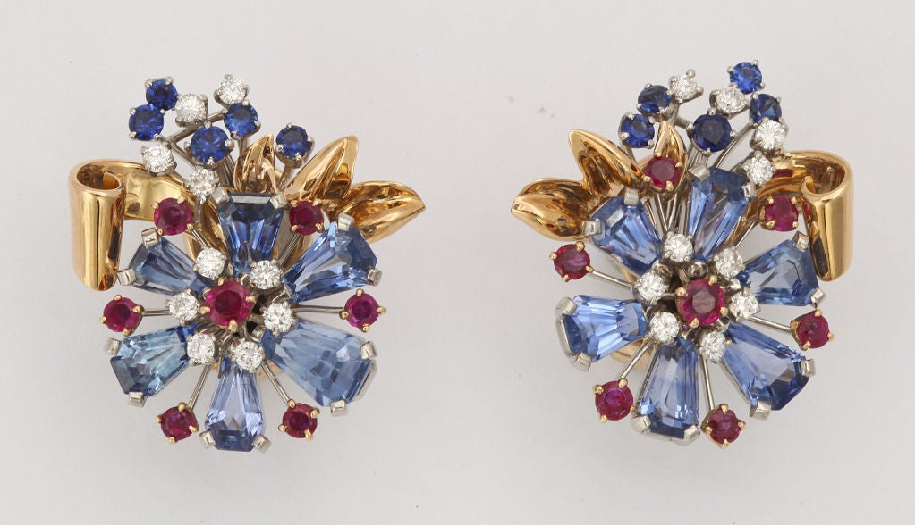 TIFFANY Magnificent Retro Sapphire Ruby and Diamond Parure at 1stDibs