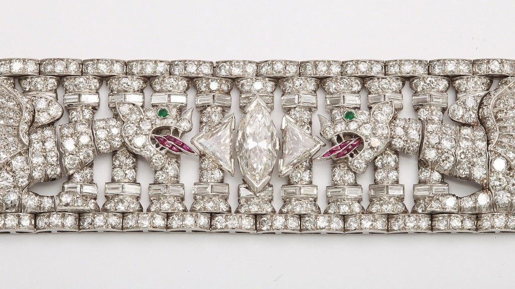 Highly Important Rare Art Deco Diamond Bracelet by Gustav Manz and retailed by
by the old New York firm T. Kirkpatrick & Co.