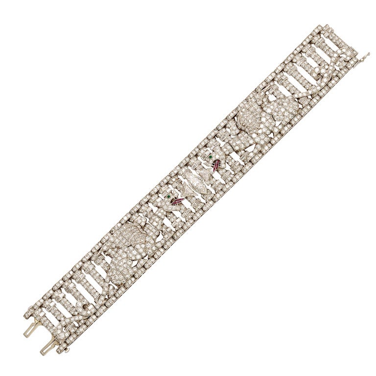 Highly Important Rare Art Deco Diamond Bracelet For Sale