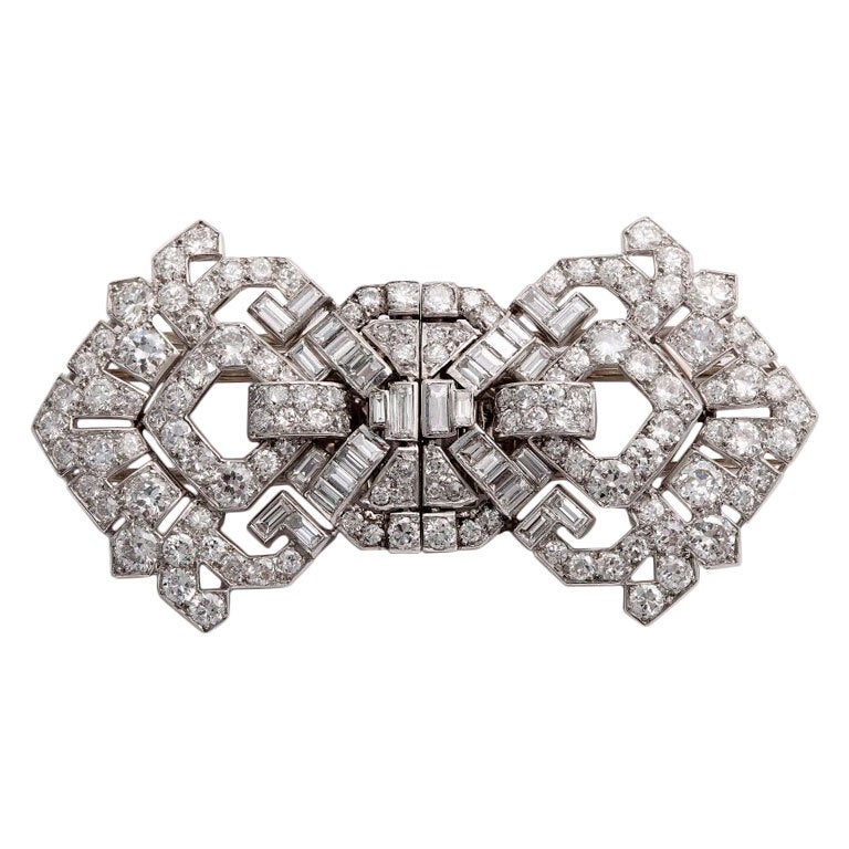 CARTIER Art Deco Diamond Clips For Sale