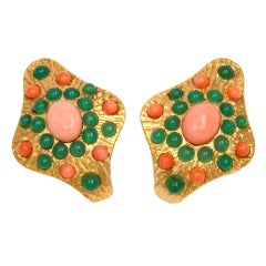 BOUCHERON Coral and Agate Earrings